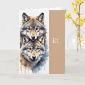 Hallo Hoi, ik denk aan jullie, twee wolven Kaart (Gele Bloem)
