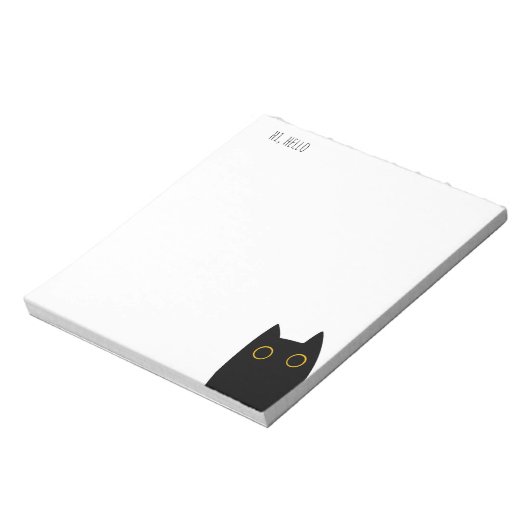 Hallo Hoi,?, Schattige Black Cat Notitieblok (Linkerzijde)