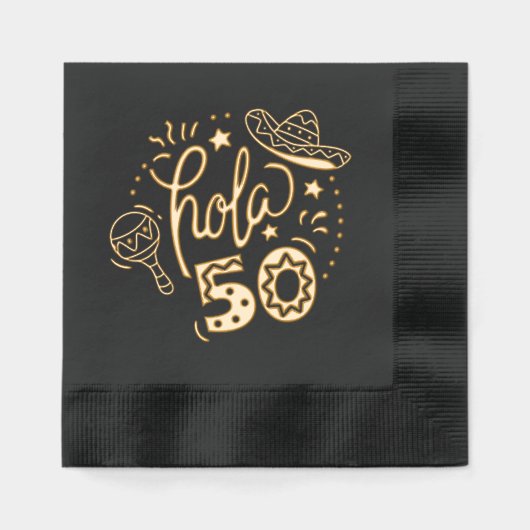 Hallo Hola 50 50 50e verjaardag Spaans Folie Servetten (Voorkant)