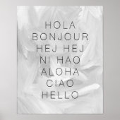hallo Hola Bonjour Modern Typografie Black Gray Poster (Voorkant)