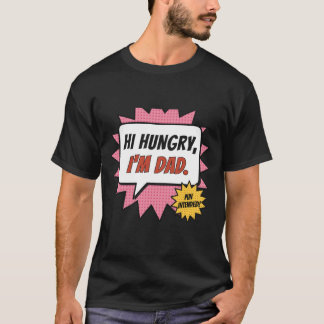 Hallo hongerige ik ben papa Pop Art stripvader gra T-shirt
