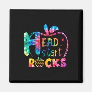 hallo Hoofd Start Rock Tie Dye Back to School Teac Magneet