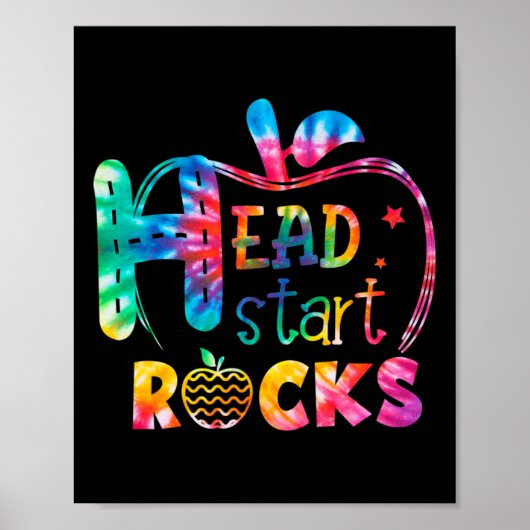 hallo Hoofd Start Rock Tie Dye Back to School Teac Poster (Voorkant)