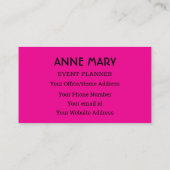 Hallo Hot Pink Black Typography Custom Stijlvol Visitekaartje (Achterkant)