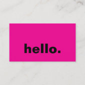Hallo Hot Pink Black Typography Custom Stijlvol Visitekaartje (Voorkant)