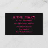 Hallo Hot Pink Fuchsia Black Typography Aangepast Visitekaartje (Achterkant)