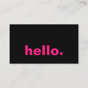 Hallo Hot Pink Fuchsia Black Typography Aangepast Visitekaartje