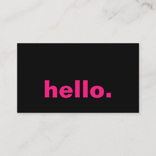 Hallo Hot Pink Fuchsia Black Typography Aangepast Visitekaartje (Voorkant)