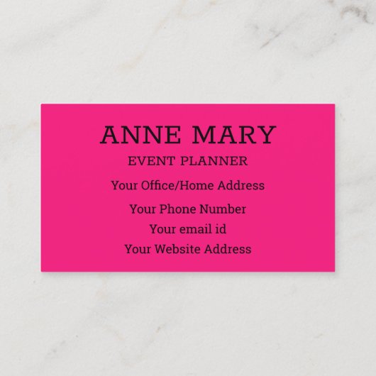 Hallo Hot Pink Fuchsia Kleurrijke Typografie Scrip Visitekaartje (Achterkant)
