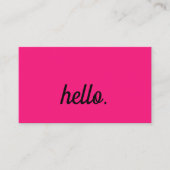 Hallo Hot Pink Fuchsia Kleurrijke Typografie Scrip Visitekaartje (Voorkant)