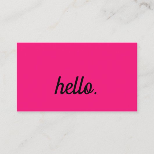 Hallo Hot Pink Fuchsia Kleurrijke Typografie Scrip Visitekaartje (Voorkant)