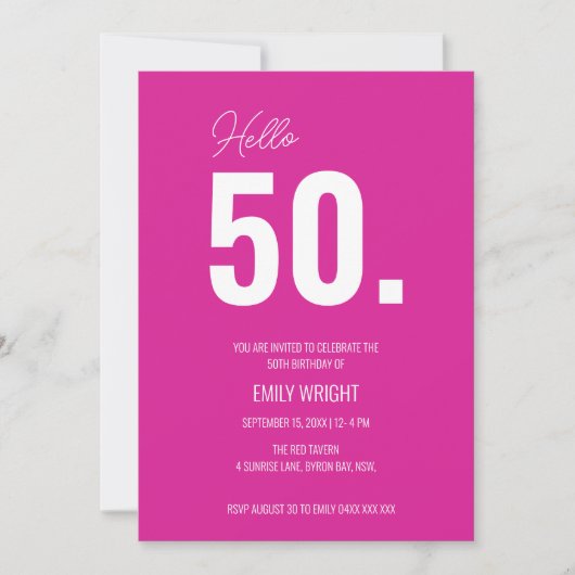 Hallo Hot Pink Kaart (Voorkant)