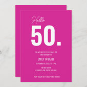 Hallo Hot Pink Kaart (Voorkant / Achterkant)