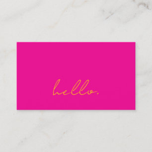 Hallo Hot Pink Oranje Script Typografie Modern Visitekaartje