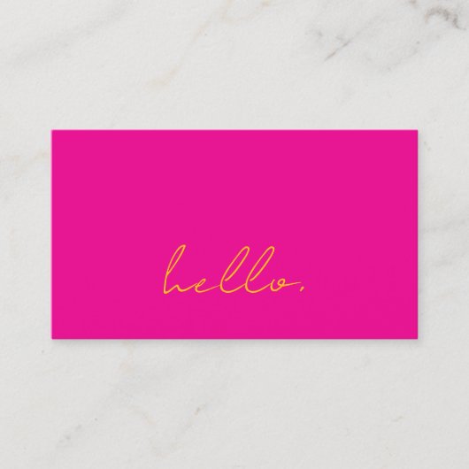 Hallo Hot Pink Oranje Script Typografie Modern Visitekaartje (Voorkant)