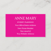 Hallo Hot Pink White Script Typografie Modern Visitekaartje (Achterkant)