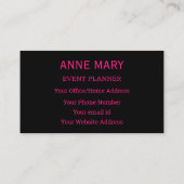 Hallo Hot Roze Fuchsia Zwarte Typografie Script Visitekaartje (Achterkant)