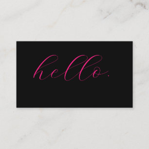 Hallo Hot Roze Fuchsia Zwarte Typografie Script Visitekaartje