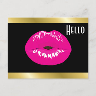 Hallo Hot roze lippen glamoureuze illustratie Briefkaart