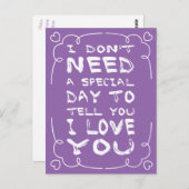 Hallo Houdt van Paarse en witte hart Briefkaart (Voorkant / Achterkant)