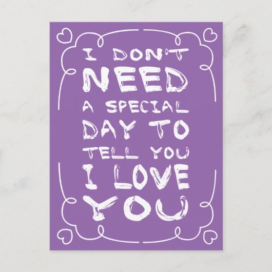 Hallo Houdt van Paarse en witte hart Briefkaart (Voorkant)