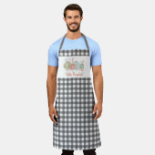 Hallo Houtskool Gingham Check "? Pumpkin" Herfst Schort (Gedragen)