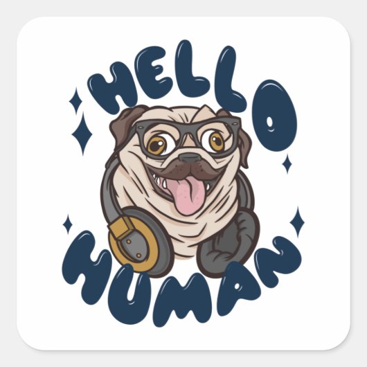 hallo huidshond vierkante sticker (Voorkant)