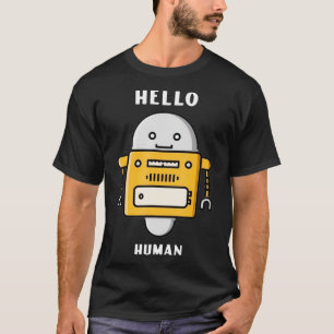 hallo Human Robot Robotics Retro Bot Cyborg Vintag T-shirt