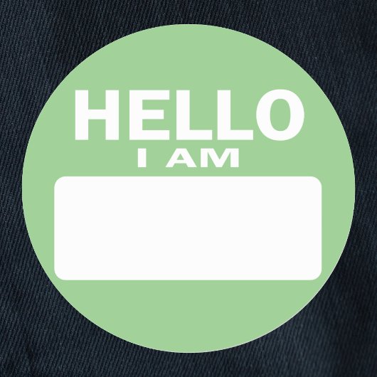 Hallo I Am - naamplaatje Ronde Sticker