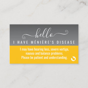 hallo I have Menieres Disease Disability ID Visitekaartje