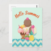 Hallo Ice Cream Trio Neopolitan Flavor Briefkaart (Voorkant / Achterkant)