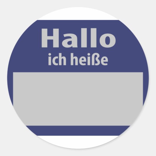 Hallo, Ich Heisse symbool Ronde Sticker (Voorkant)