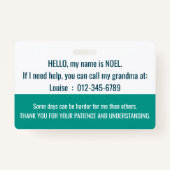 hallo ID SYNDROOM van LYRICA Badge (Achterkant)