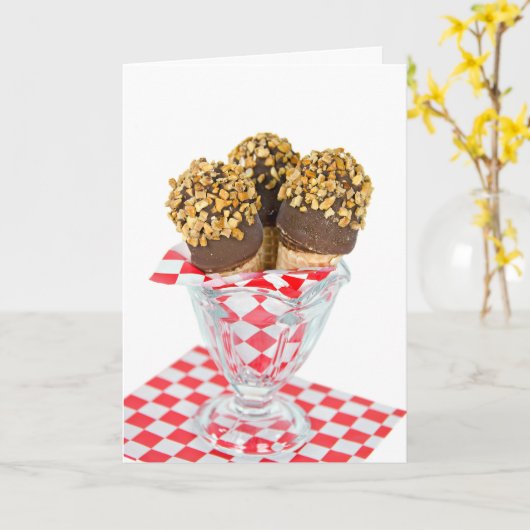 Hallo ijsdrumsticks in glas kaart (Gele Bloem)