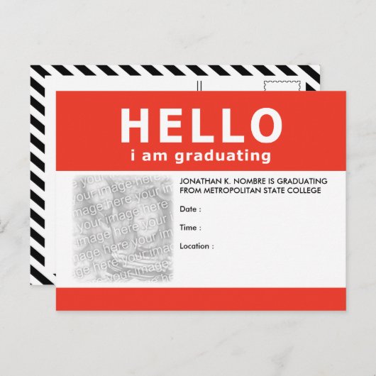 hallo, ik ben afgestudeerd: aankondiging / uitnodi (Voorkant / Achterkant)