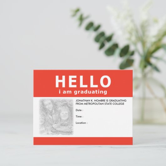 hallo, ik ben afgestudeerd: aankondiging / uitnodi (Staand voorkant)