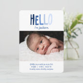 hallo ik ben Baby Naam Foto Blue Palette Newborn B Aankondiging (Staand voorkant)