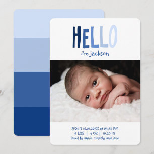 hallo ik ben Baby Naam Foto Blue Palette Newborn B Aankondiging