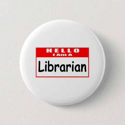 Hallo, ik ben bibliothecaris... naamplaatje ronde button 5,7 cm (Voorkant)