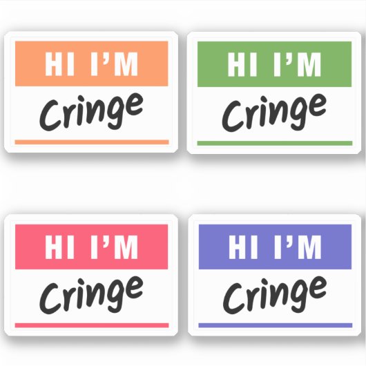 Hallo, ik ben Cringe Name Tag Sticker (Voorkant)