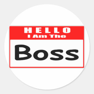 Hallo, ik ben de baas... naamplaatje ronde sticker