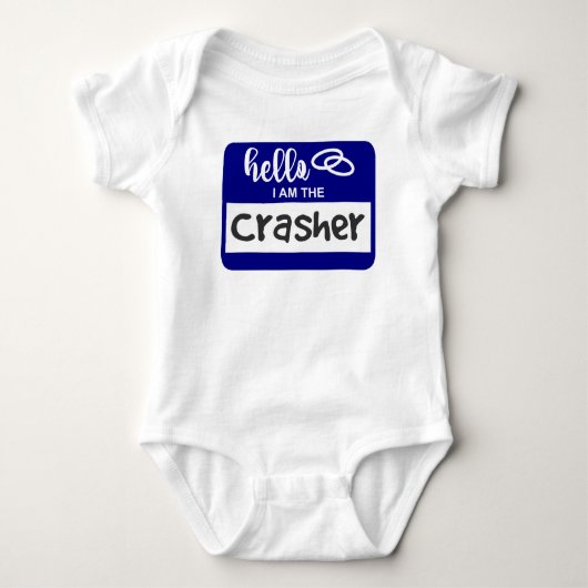 Hallo Ik ben de Crasher Wedding Name Badge Romper (Voorkant)