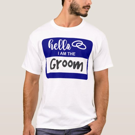 hallo ik ben de Groom Wedding Name Badge T-shirt (Voorkant)