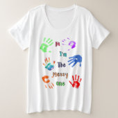 Hallo, ik ben de Messy One - Verfhandafdrukken Grote Maat T-shirt (Design voorkant)
