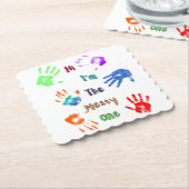 Hallo, ik ben de Messy One - Verfhandafdrukken Kartonnen Onderzetters (Gebogen)