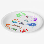 Hallo, ik ben de Messy One - Verfhandafdrukken Papieren Bordje (Gekanteld)