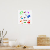 Hallo, ik ben de Messy One - Verfhandafdrukken Poster (Keuken)