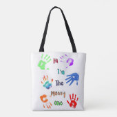 Hallo, ik ben de Messy One - Verfhandafdrukken Tote Bag (Achterkant)