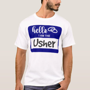 hallo ik ben de Usher Wedding Name Badge T-shirt
