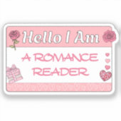 Hallo Ik ben een Romance boekliefhebber Funny Sticker (Voorkant)